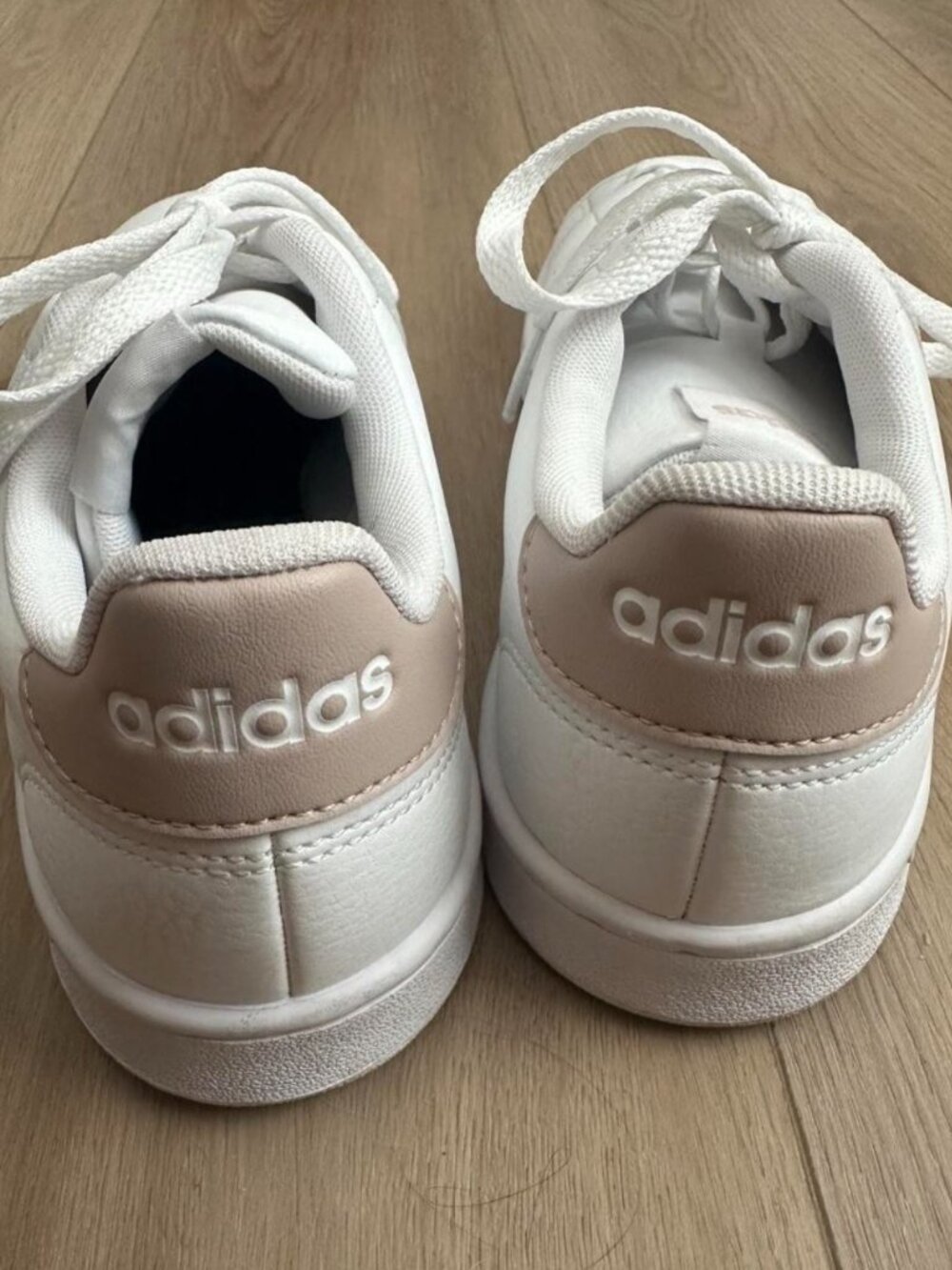 White & Taupe Adidas Advantage Sneakers - Picture 7 of 9